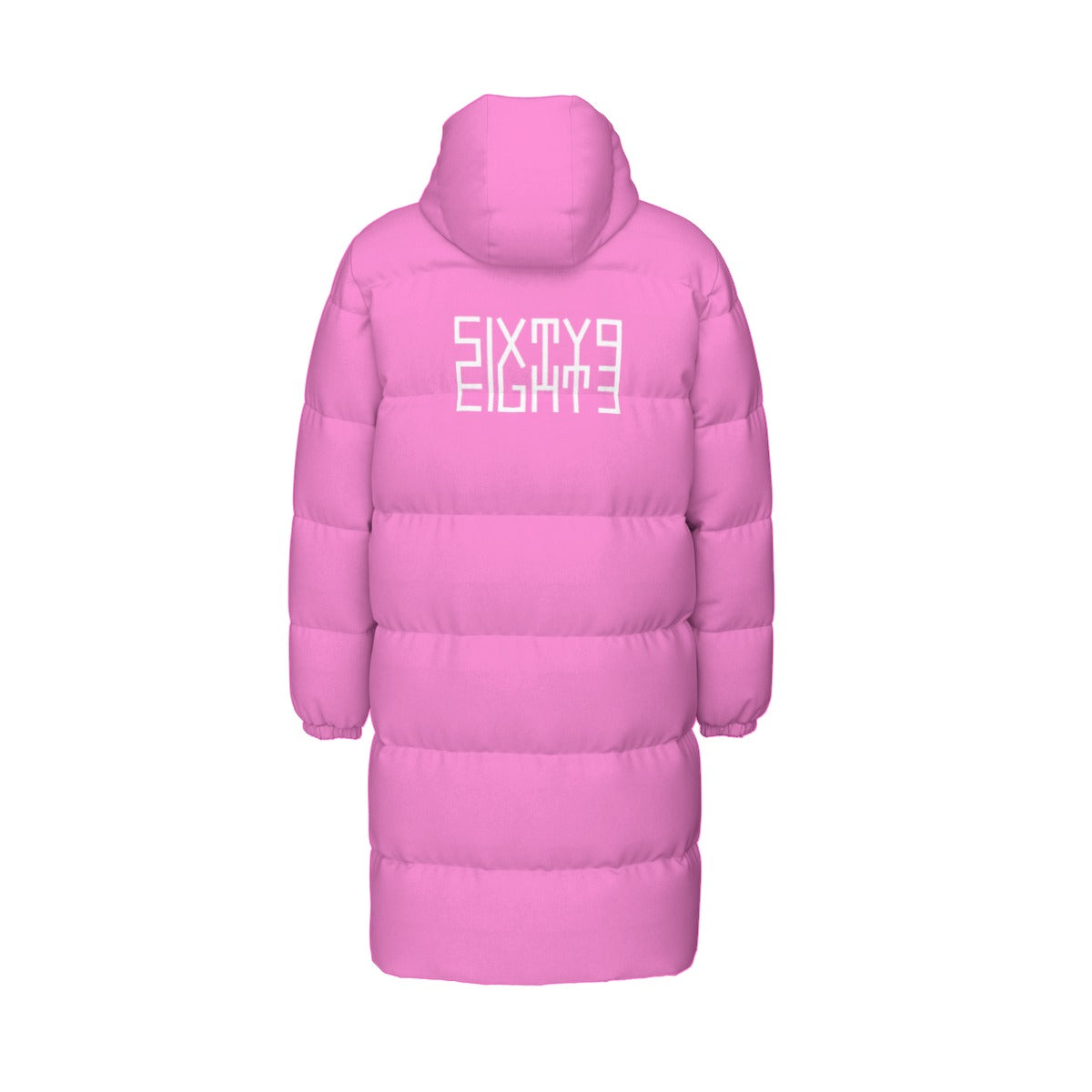 Sixty Eight 93 Logo White Pink Unisex Puff Long Jacket