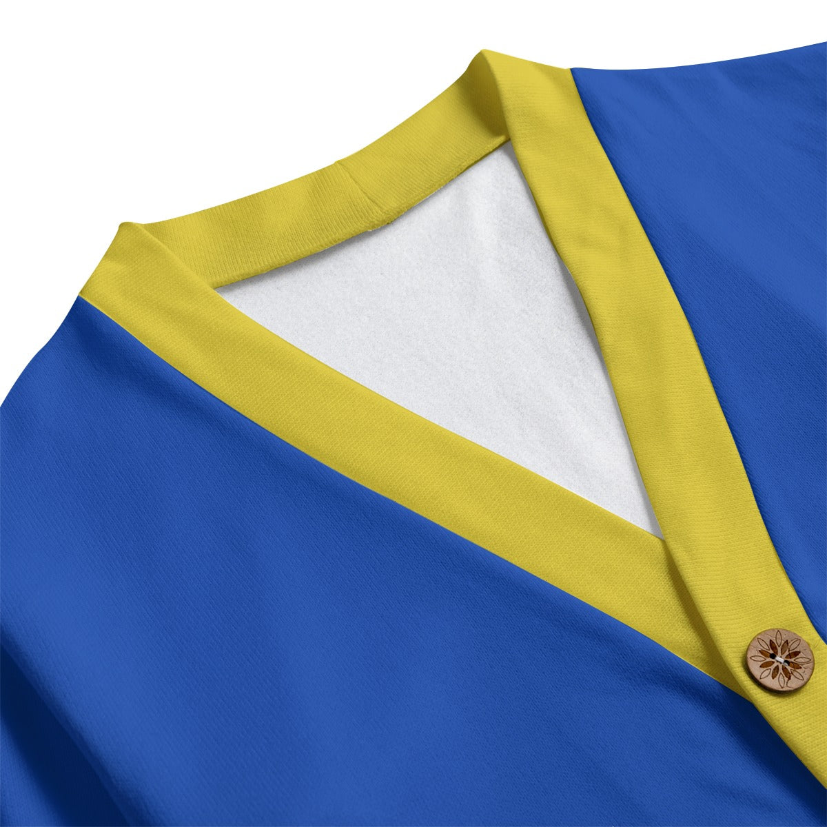 Sixty Eight 93 Logo Gold & Blue Unisex V-Neck Knitted Fleece Cardigan
