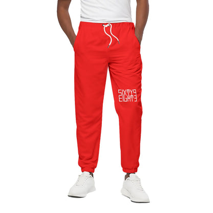 Sixty Eight 93 Logo White Red Unisex Joggers