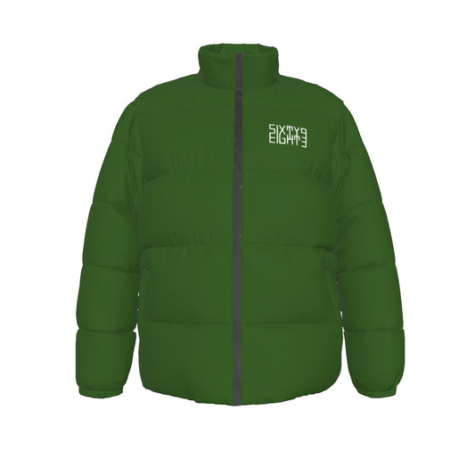 Sixty Eight 93 Logo White Forest Green Unisex Puffer Jacket