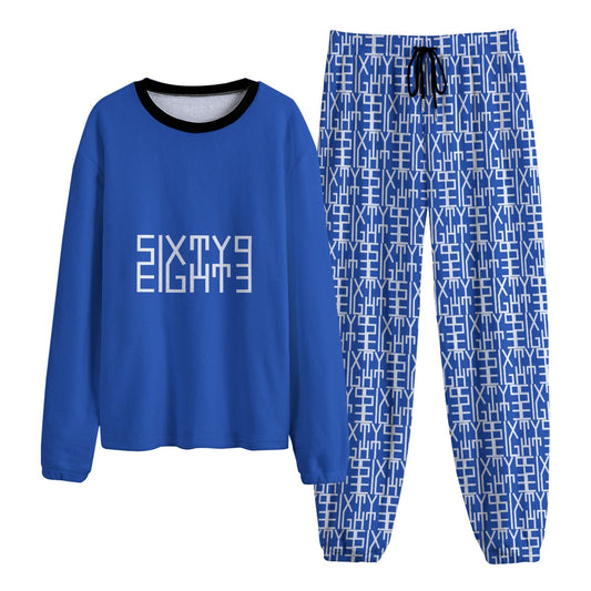 Sixty Eight 93 Logo White Blue Unisex Thicken Pajama Set #9