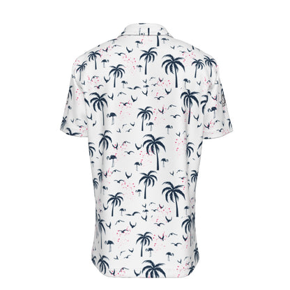 Sixty Eight 93 Logo Black & White Birds and Palms Button Up Shirt