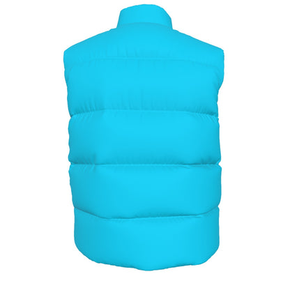 Sixty Eight 93 Logo White Aqua Blue Unisex Puffer Vest