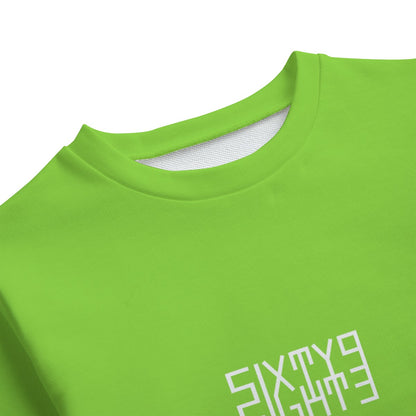 Sixty Eight 93 Logo White Green Apple Kid's Round Neck Sweatshirt
