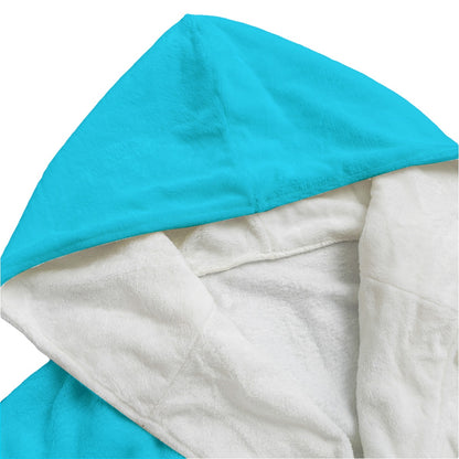 Sixty Eight 93 Logo White Aqua Blue Unisex Flannel Hooded Bathrobe