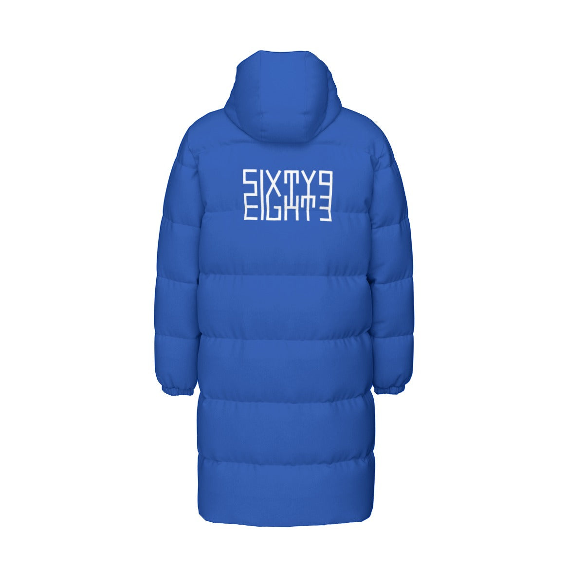 Sixty Eight 93 Logo White Blue Unisex Puff Long Jacket