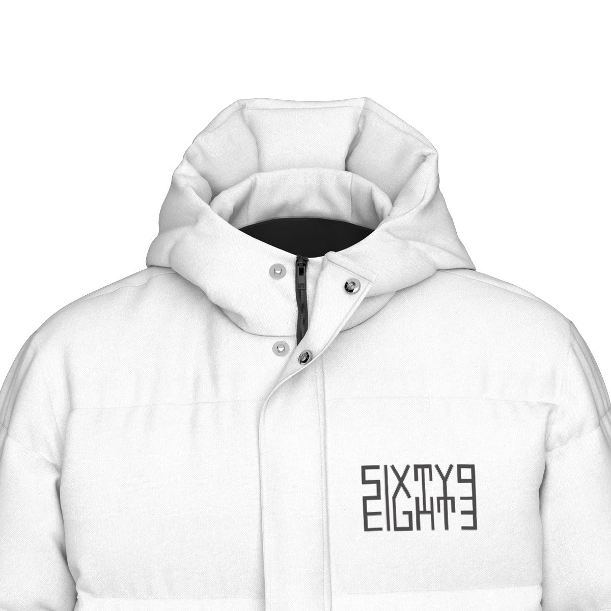 Sixty Eight 93 Logo Black White Unisex Puff Long Jacket