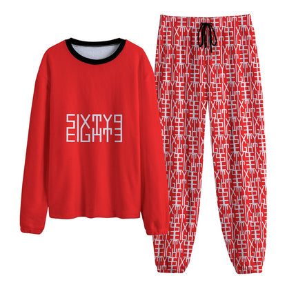 Sixty Eight 93 Logo White Red Unisex Thicken Pajama Set #10