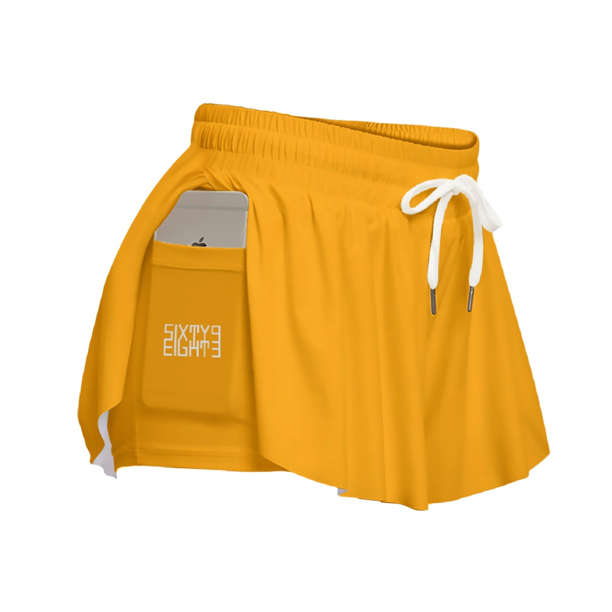 Sixty Eight 93 Logo White Orange Women's Sport Skorts With Pocket