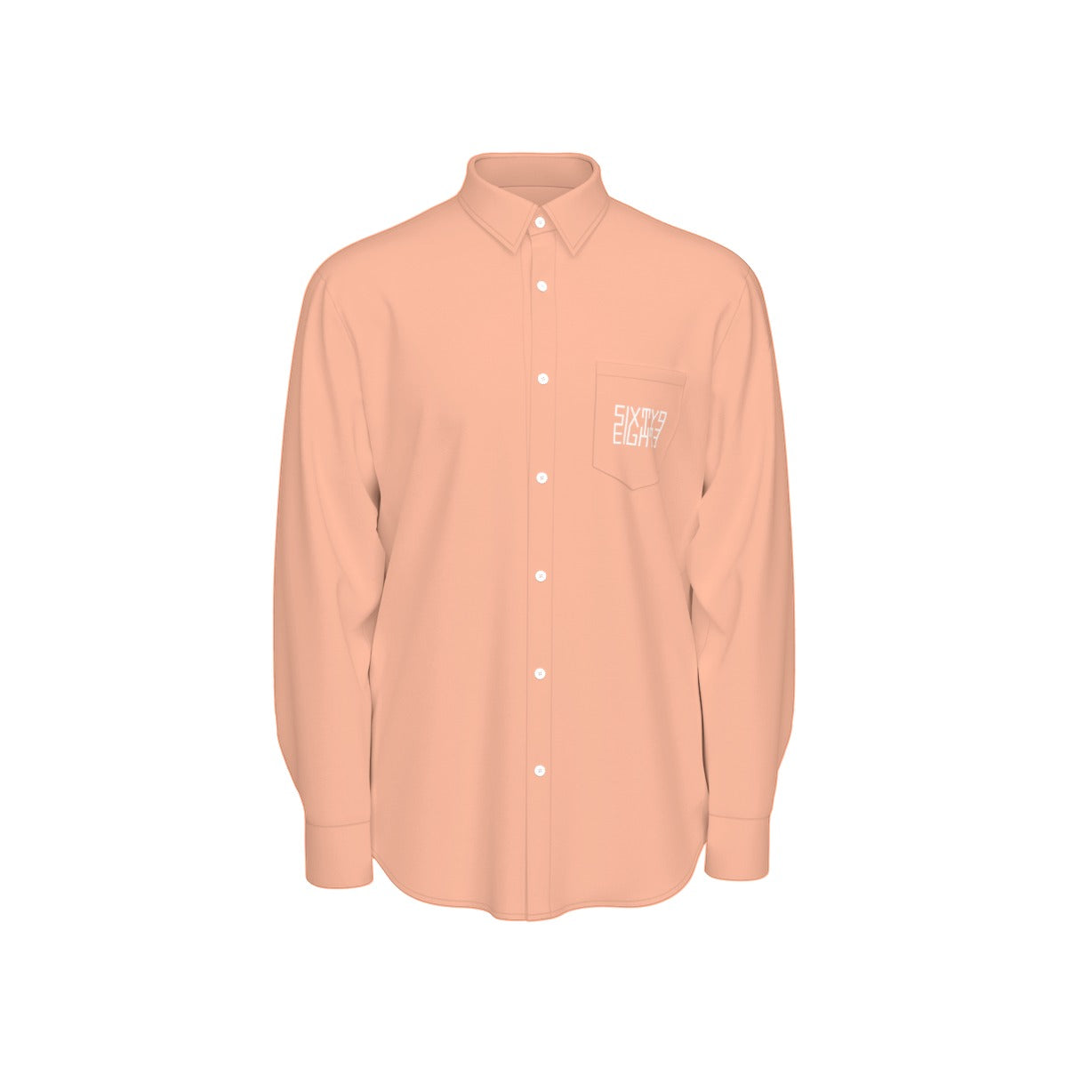 Sixty Eight 93 Logo White Peach Men's Cotton Long Sleeve Shirt