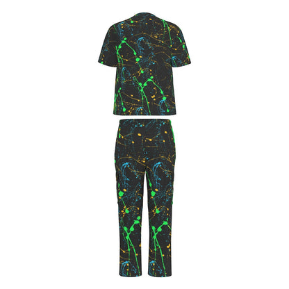 Sixty Eight 93 Logo White Splatter #4 Unisex Scrub Set With Six Pockets