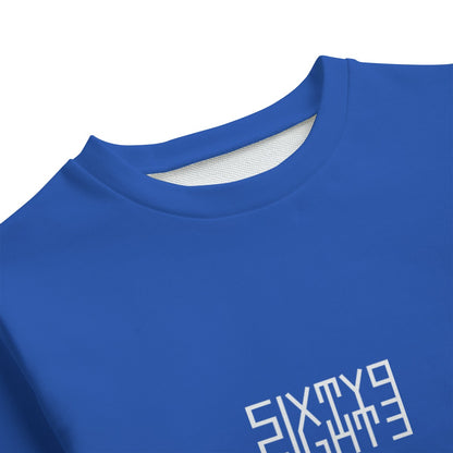 Sixty Eight 93 Logo White Blue Kid's Round Neck Sweatshirt
