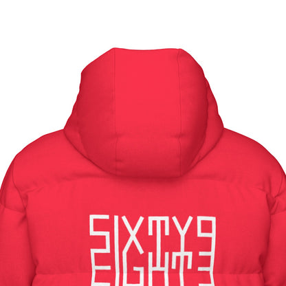 Sixty Eight 93 Logo White Red Unisex Puff Long Jacket