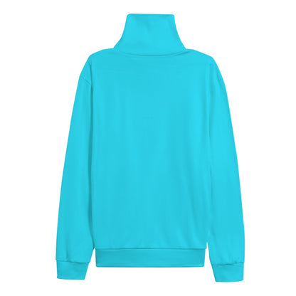 Sixty Eight 93 Logo White Aqua Blue Unisex Turtleneck Knitted Fleece Sweater
