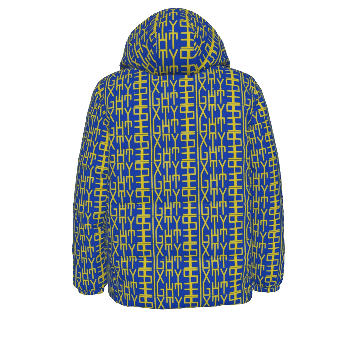 Sixty Eight 93 Infinity Logo Gold Blue Unisex Hooded Puffer Jacket