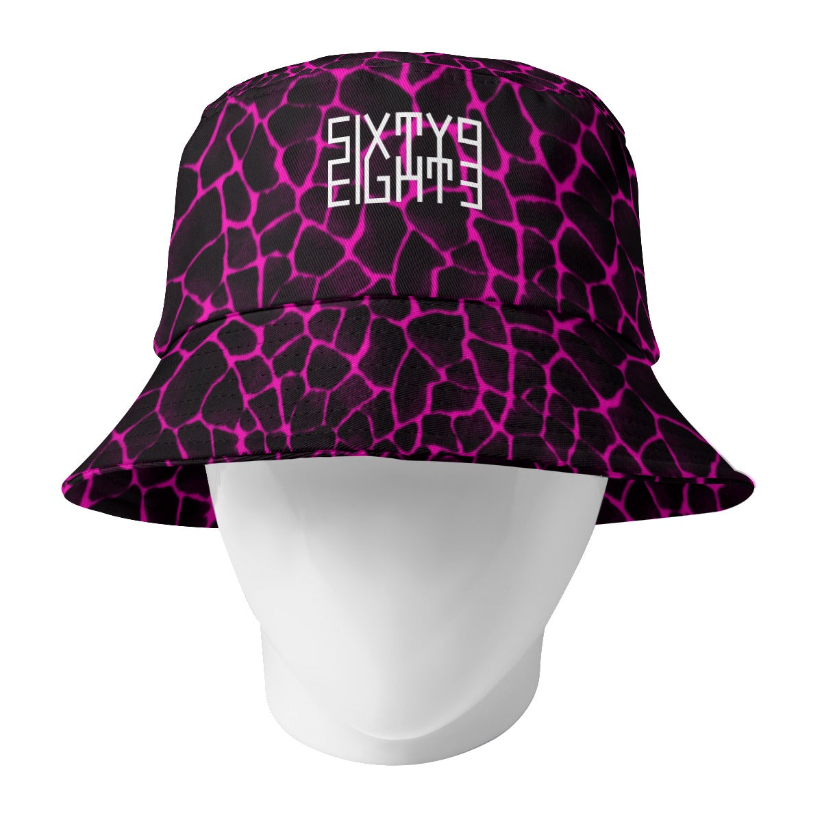 Sixty Eight 93 Logo White Boa Black & Pink Bucket Hat