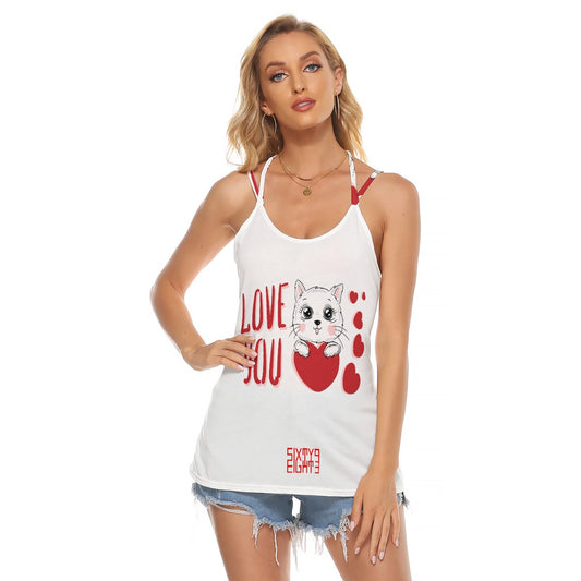 Sixty Eight 93 Logo Red & White Women's Halter Backless Top #3