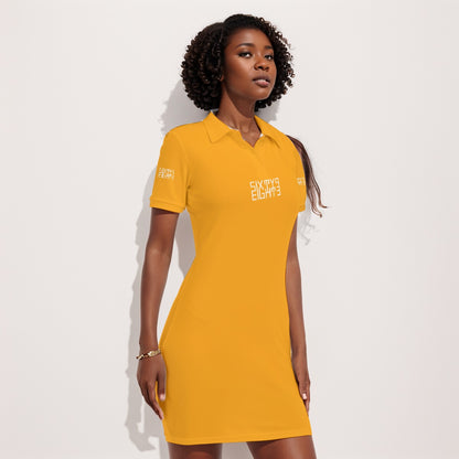 Sixty Eight 93 Logo White Orange Women's Polo Collar Dress