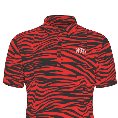 Sixty Eight 93 Logo White Zebra Red Men's Stretch Polo Shirt