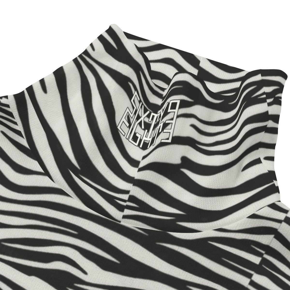 Sixty Eight 93 Logo White & Black OG Zebra Unisex Turtleneck Knitted Fleece Sweater