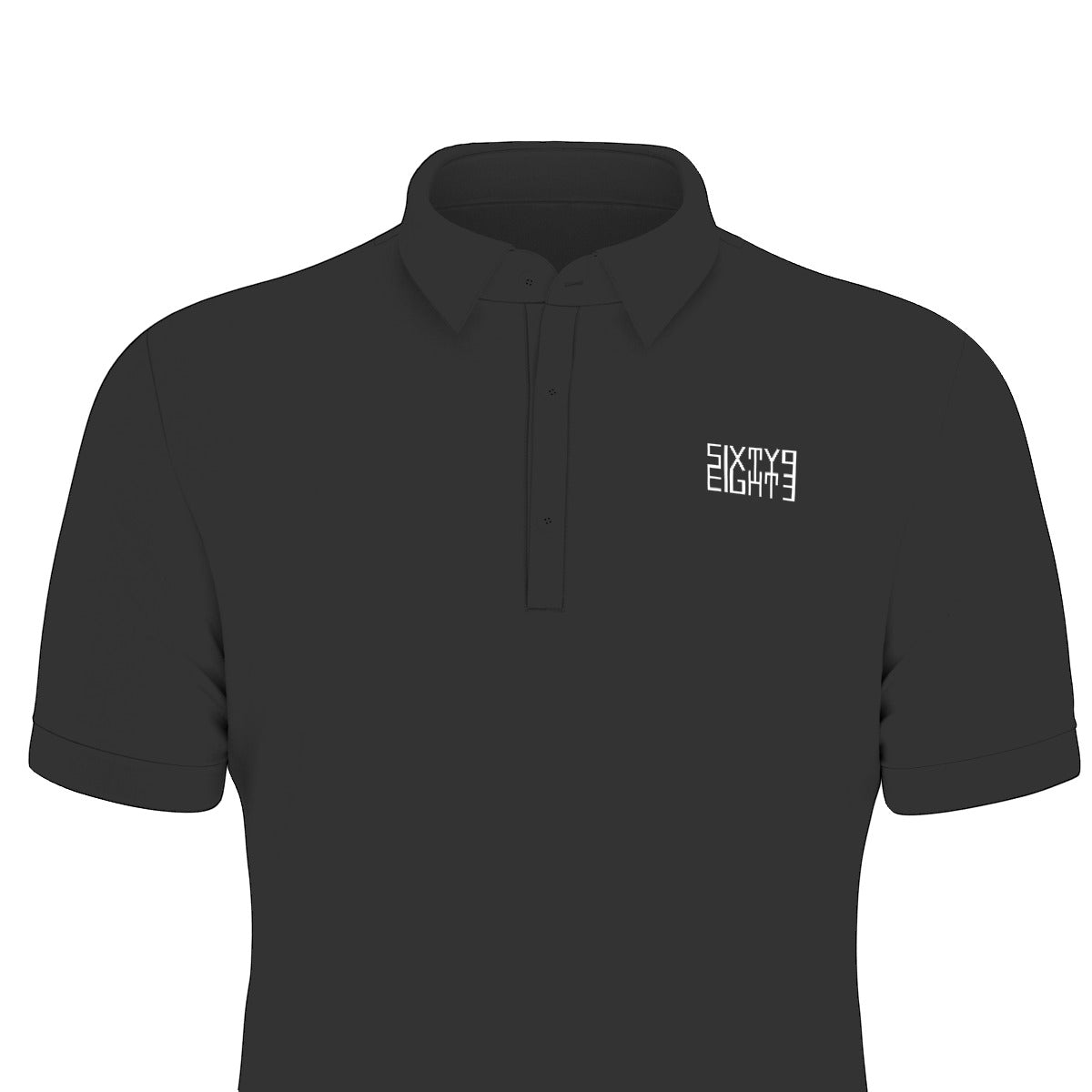 Sixty Eight 93 Logo White Black Men's Stretch Polo Shirt