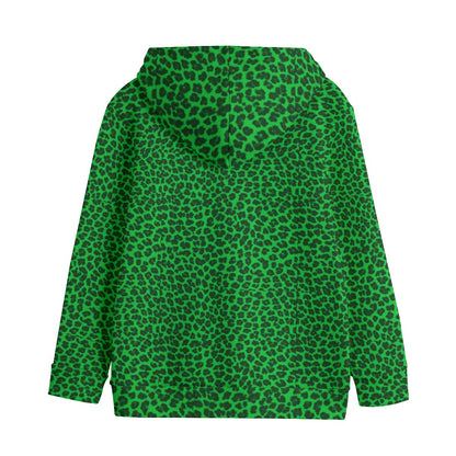 Sixty Eight 93 Logo White Cheetah Lime Green Kid's Pullover Hoodie