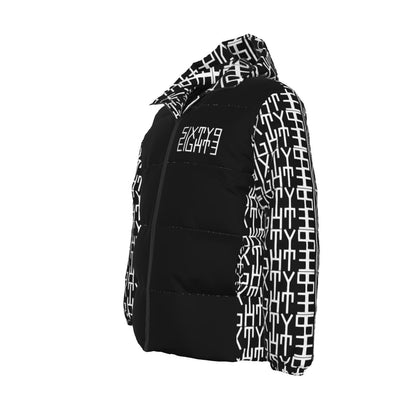 Sixty Eight 93 Infinity Logo White Black Unisex Hooded Puffer Jacket