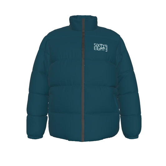 Sixty Eight 93 Logo White Dark Teal Unisex Puffer Jacket