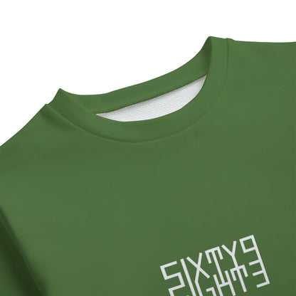 Sixty Eight 93 Logo White Forest Green Kid's Round Neck Sweatshirt