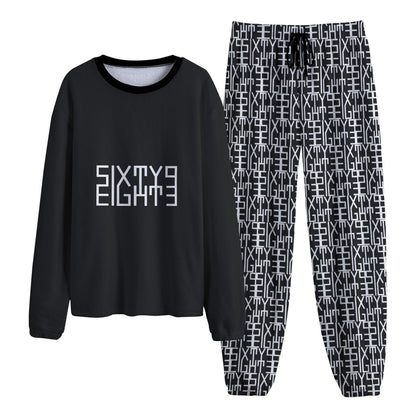 Sixty Eight 93 Logo White Black Unisex Thicken Pajama Set #1