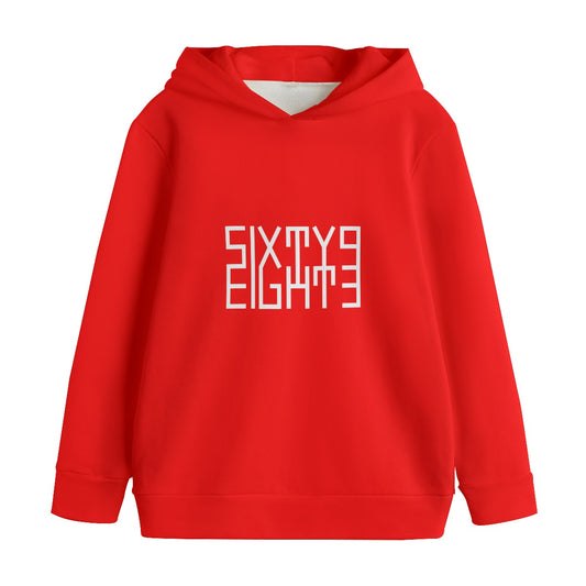 Sixty Eight 93 Logo White Red Kid's Pullover Hoodie