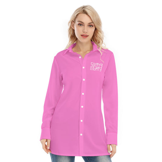 Sixty Eight 93 Logo White Pink Women's Long Shirt