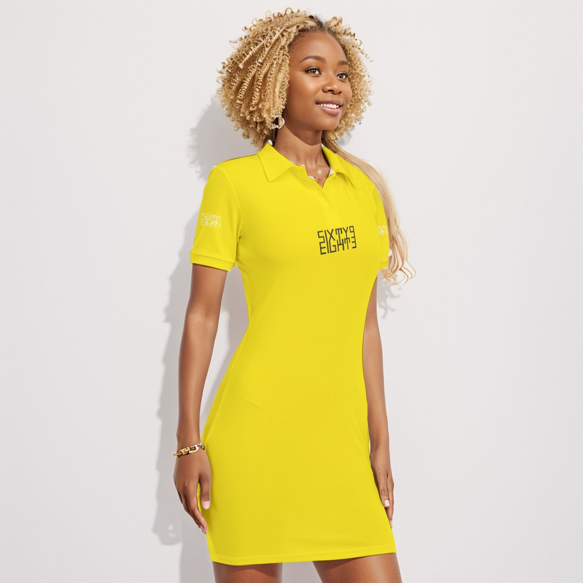 Sixty Eight 93 Logo Black Lemonade Women's Polo Collar Dress