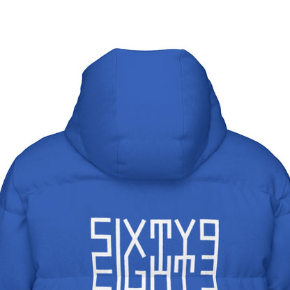 Sixty Eight 93 Logo White Blue Unisex Puff Long Jacket