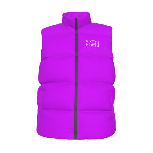 Sixty Eight 93 Logo White Grape Unisex Puffer Vest