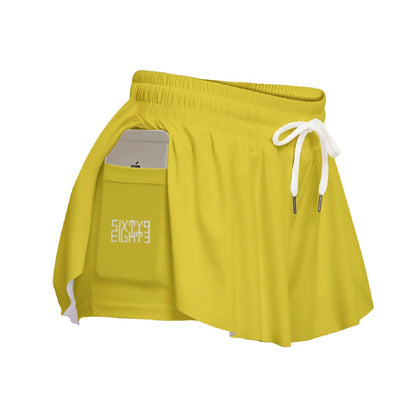 Sixty Eight 93 Logo White Gold Women's Sport Skorts With Pocket