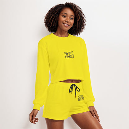 Sixty Eight 93 Logo Black Lemonade Women's Short Sweatshirt And Pants Set
