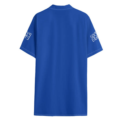 Sixty Eight 93 Logo White Blue Men's Hawaiian Button Up Shirt