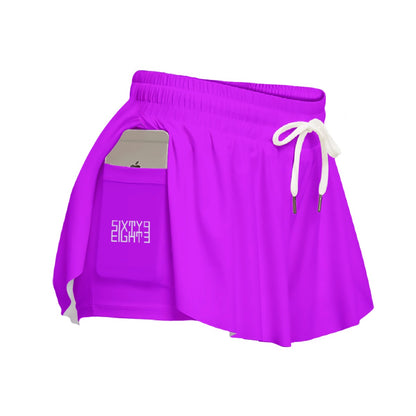 Sixty Eight 93 Logo White Grape Women's Sport Skorts With Pocket