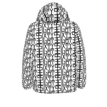 Sixty Eight 93 Infinity Logo Black White Unisex Hooded Puffer Jacket