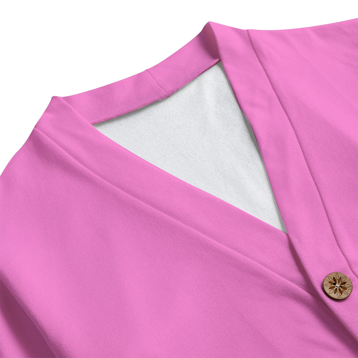 Sixty Eight 93 Logo White Pink Unisex V-Neck Knitted Fleece Cardigan