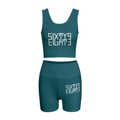 Sixty Eight 93 Logo White Dark Teal Women's Yoga Set