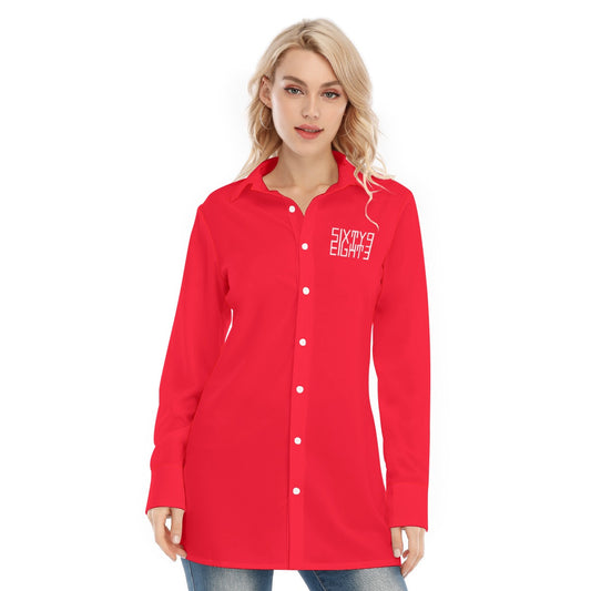 Sixty Eight 93 Logo White Red Women's Long Shirt