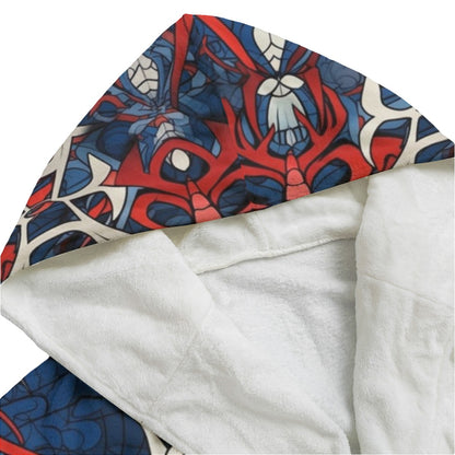 Sixty Eight 93 Logo Red & White Unisex Flannel Hooded Bathrobe #8