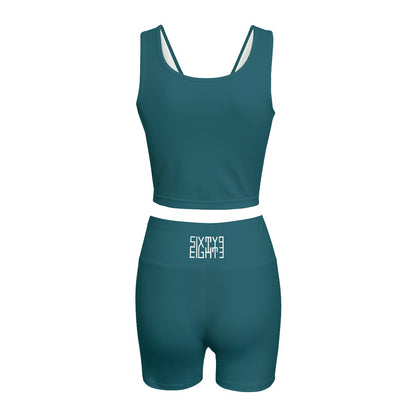 Sixty Eight 93 Logo White Dark Teal Women's Yoga Set