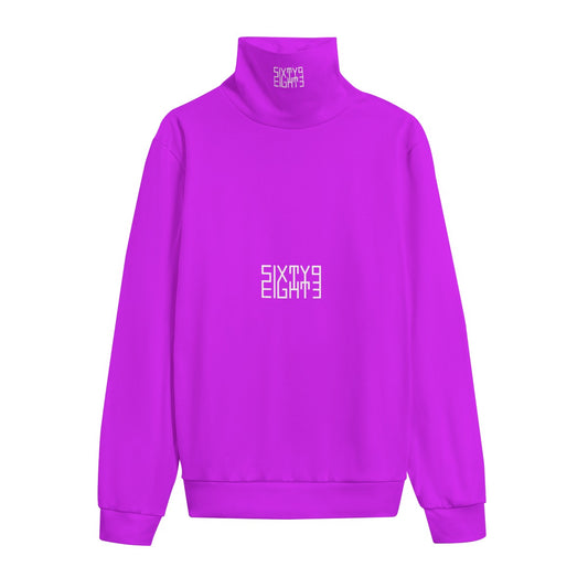 Sixty Eight 93 Logo White Grape Unisex Turtleneck Knitted Fleece Sweater