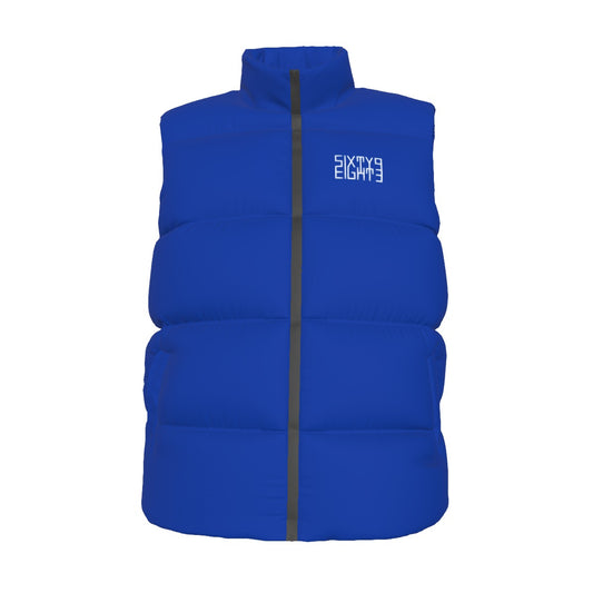 Sixty Eight 93 Logo White Blue Unisex Puffer Vest