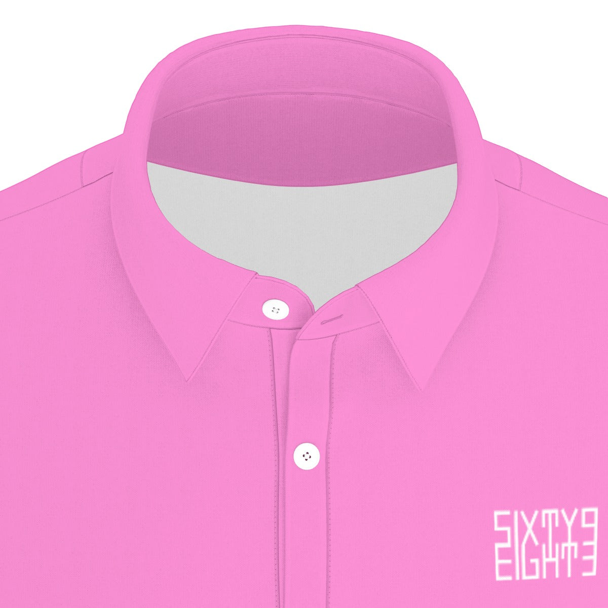 Sixty Eight 93 Logo White Pink Men's Stretch Polo Shirt