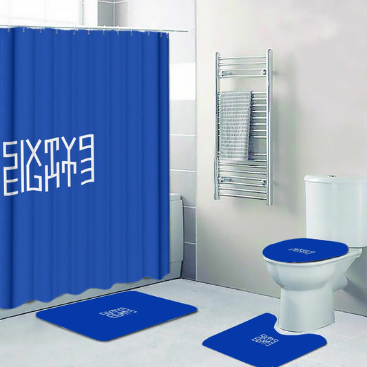 Sixty Eight 93 Logo White Blue Four-Piece Bathroom Set #15