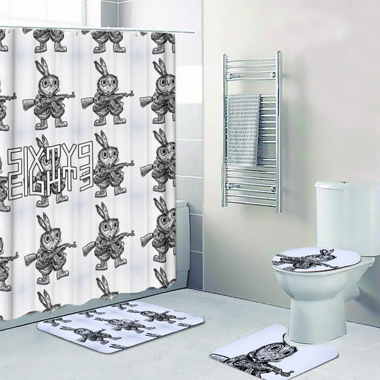 Sixty Eight 93 Logo White & Black Four-Piece Bathroom Set #2